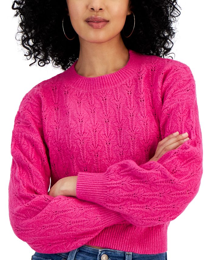 Pink Rose Juniors' Mock-Neck Tie-Dyed Sweatshirt Black/White Size Small