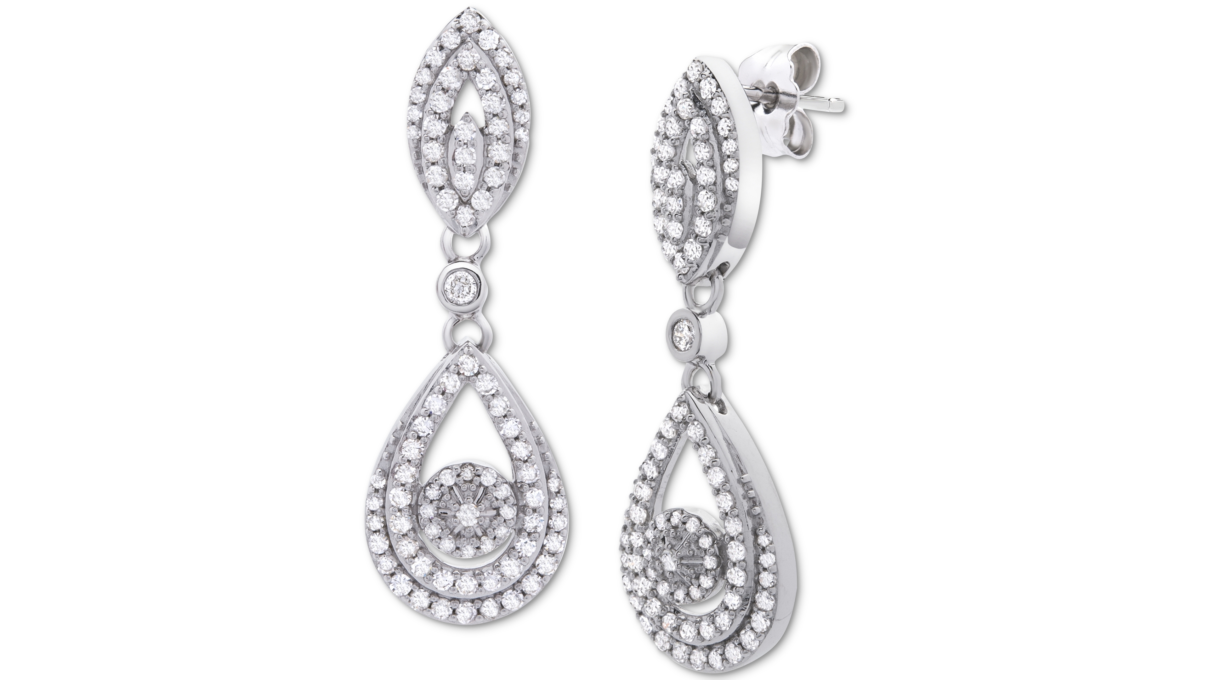 Wrapped Love Diamond Dangling Drop Earrings 14k White Gold or Yellow (1 ct. t.w.), Created for Macy's