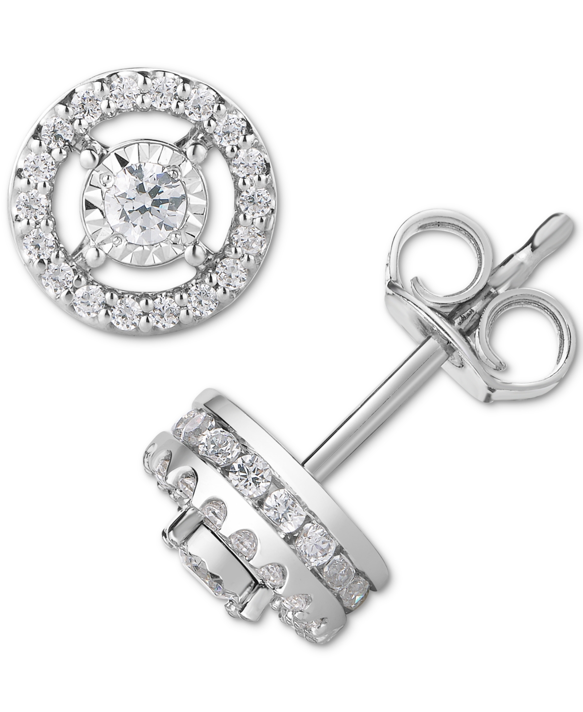 Trumiracle Diamond Halo Stud Earrings (1/2 Ct. T.w.) In 14k White Gold