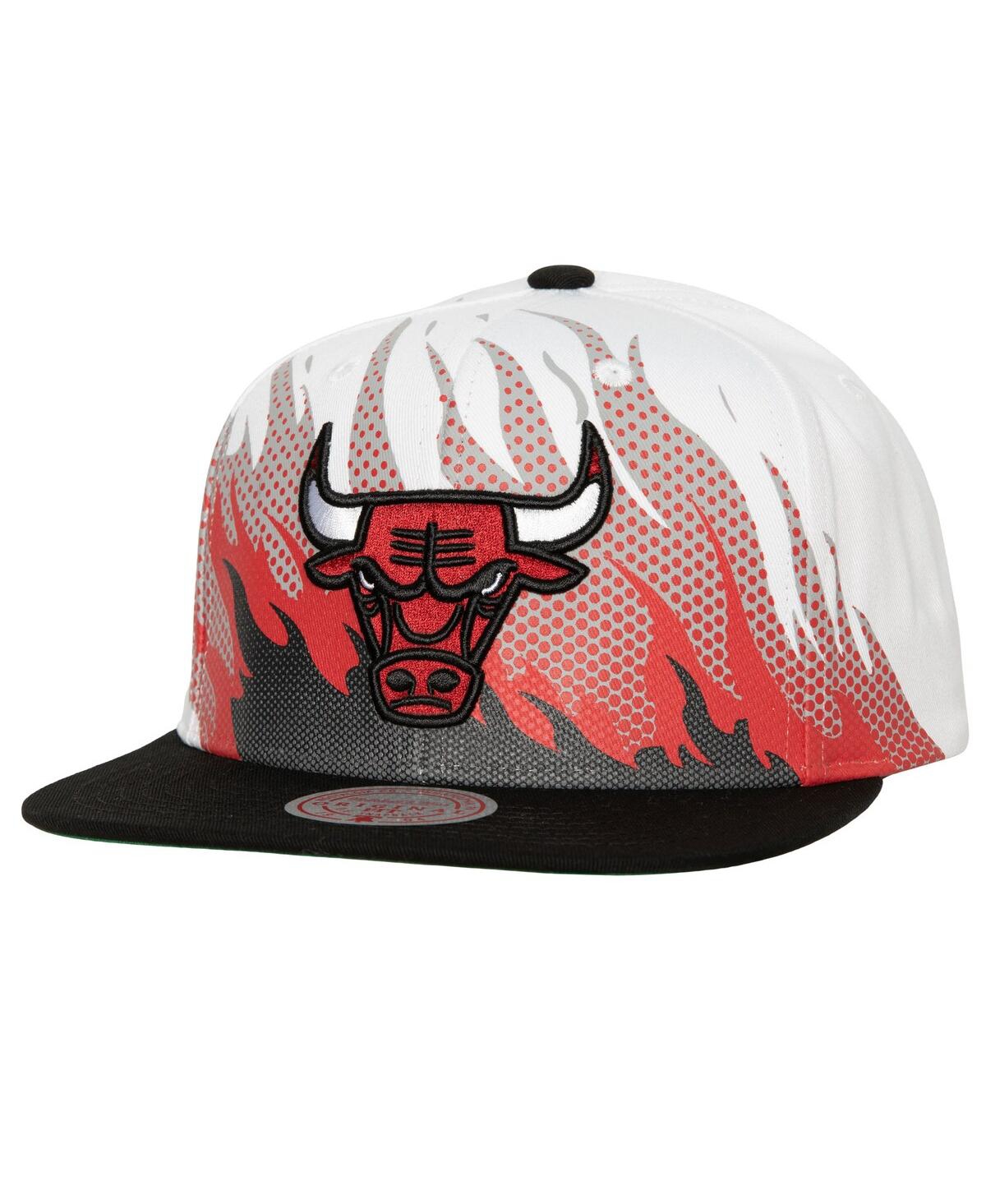 Mitchell & Ness Men's  White Chicago Bulls Hot Fire Snapback Hat