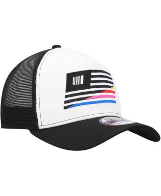 Men's Black, White NASCAR 9FORTY A-Frame Trucker Snapback Hat
