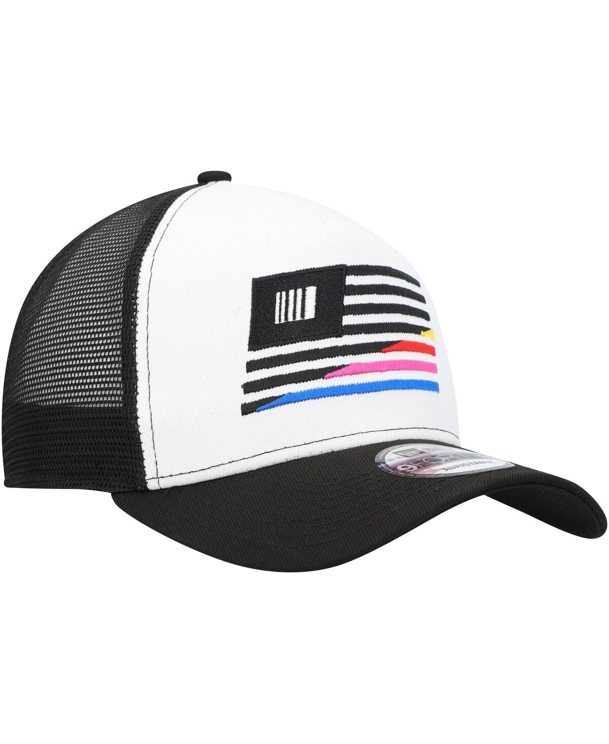 New Era Men's  Black, White Nascar 9forty A-frame Trucker Snapback Hat In Black,white