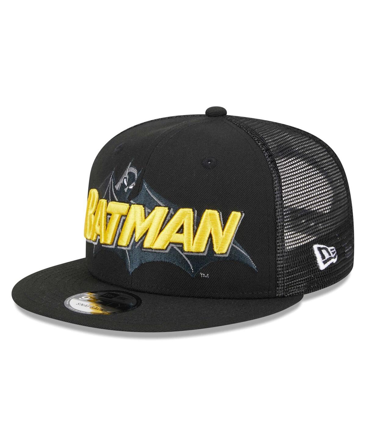 NEW ERA MEN'S NEW ERA BLACK BATMAN TRUCKER 9FIFTY SNAPBACK HAT 