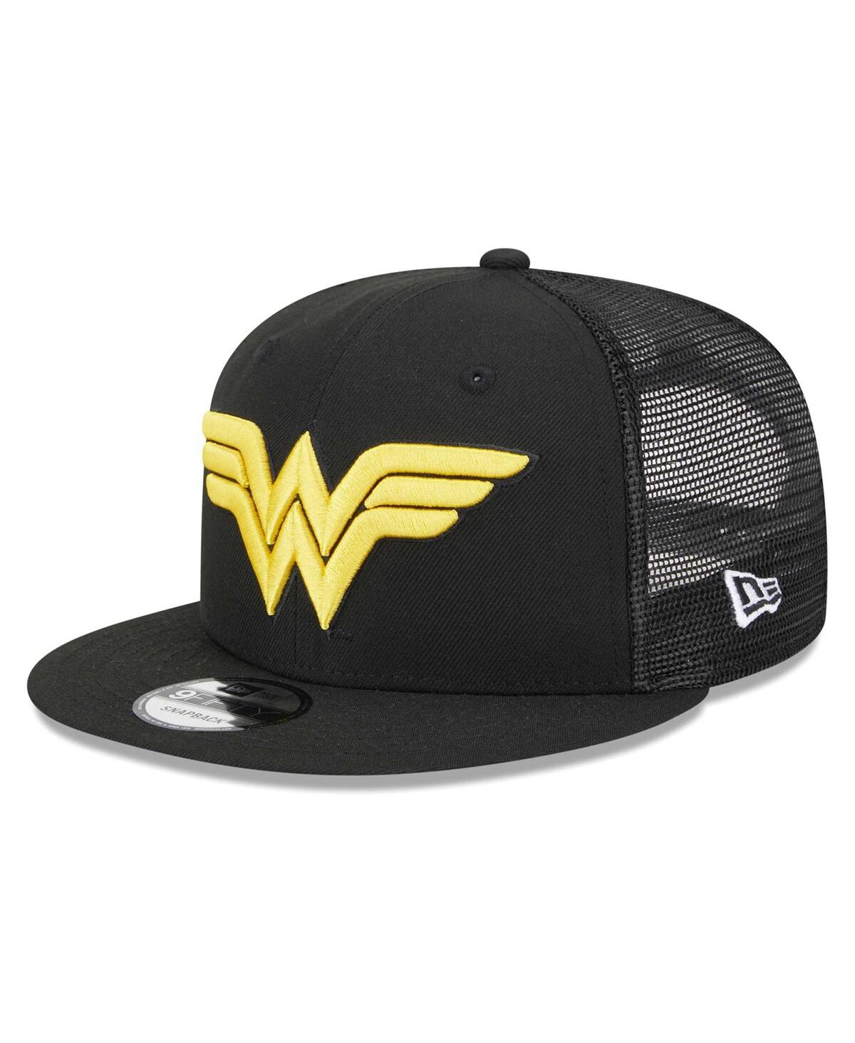 New Era Men's  Black Wonder Woman Trucker 9fifty Snapback Hat