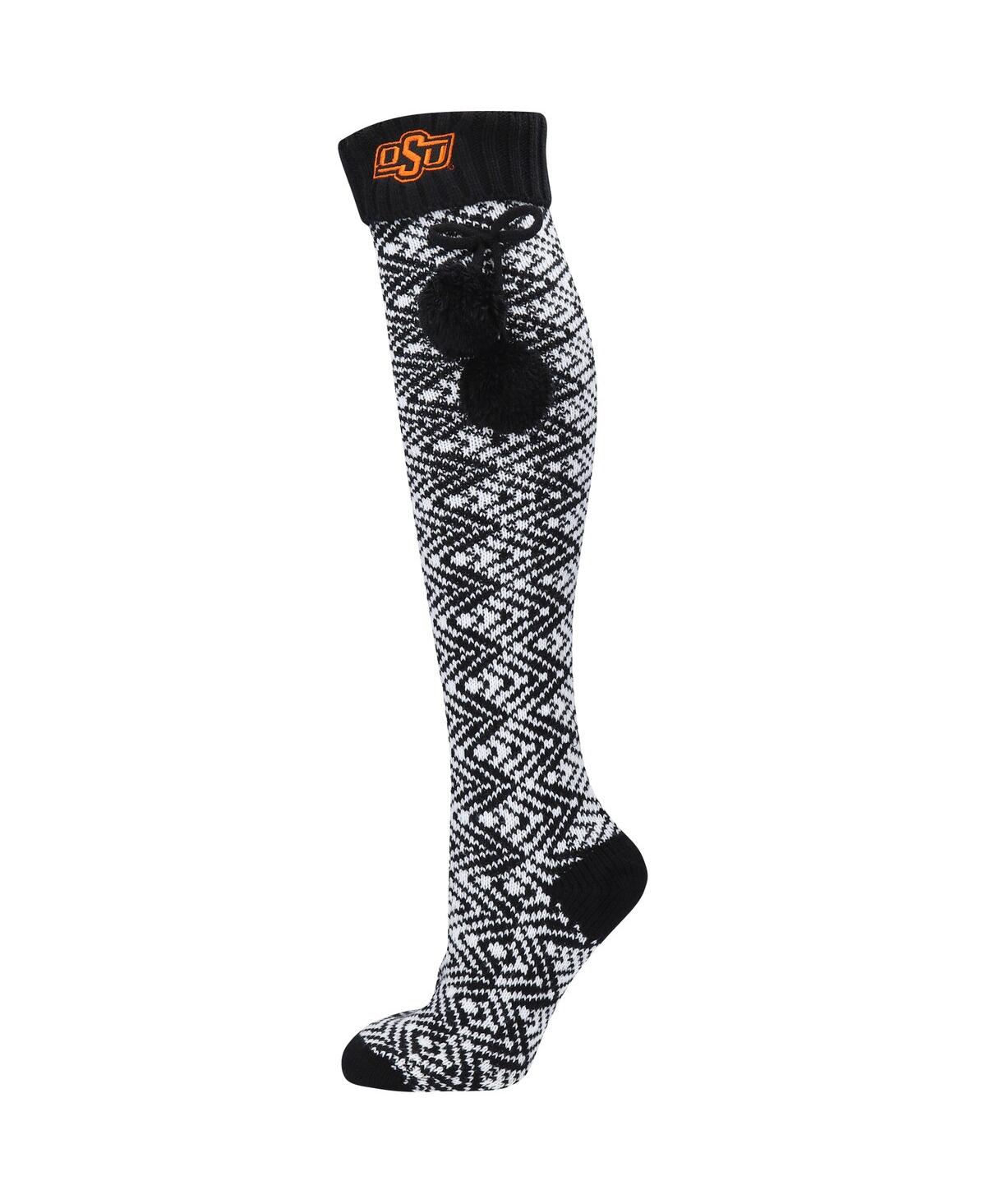 Zoozatz Women's  Oklahoma State Cowboys Geometric Thigh High Socks In Black