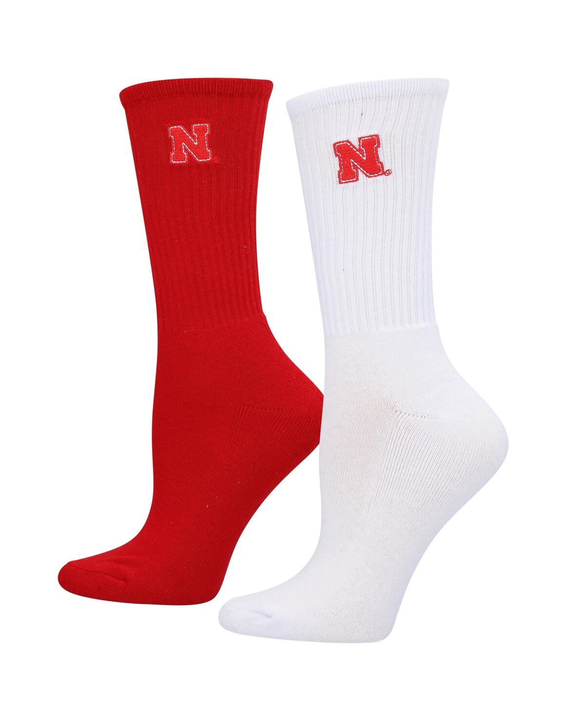 Zoozatz Women's  Red, White Nebraska Huskers 2-pack Quarter-length Socks In Red,white