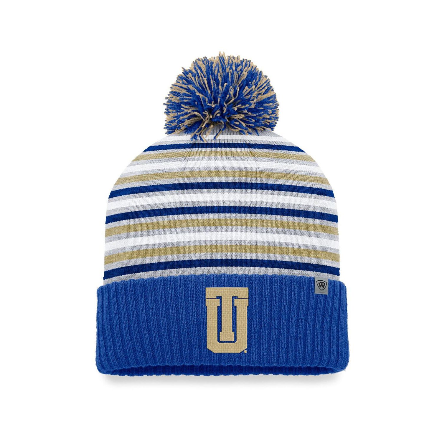 Men's Royal Tulsa Golden Hurricane Dash Cuffed Knit Hat with Pom