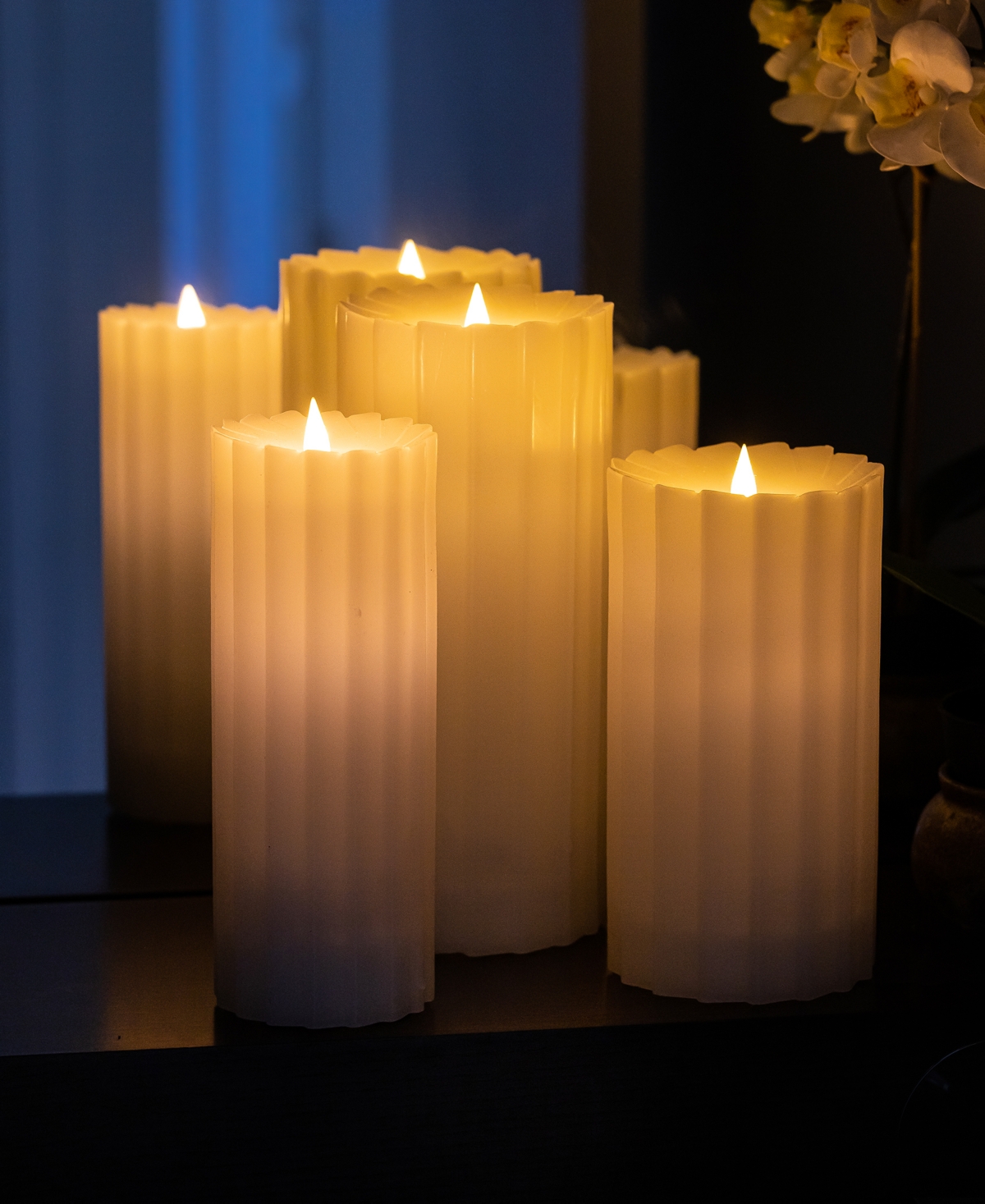 Seasonal Sutton Fluted Motion Flameless Candle 5 x 9