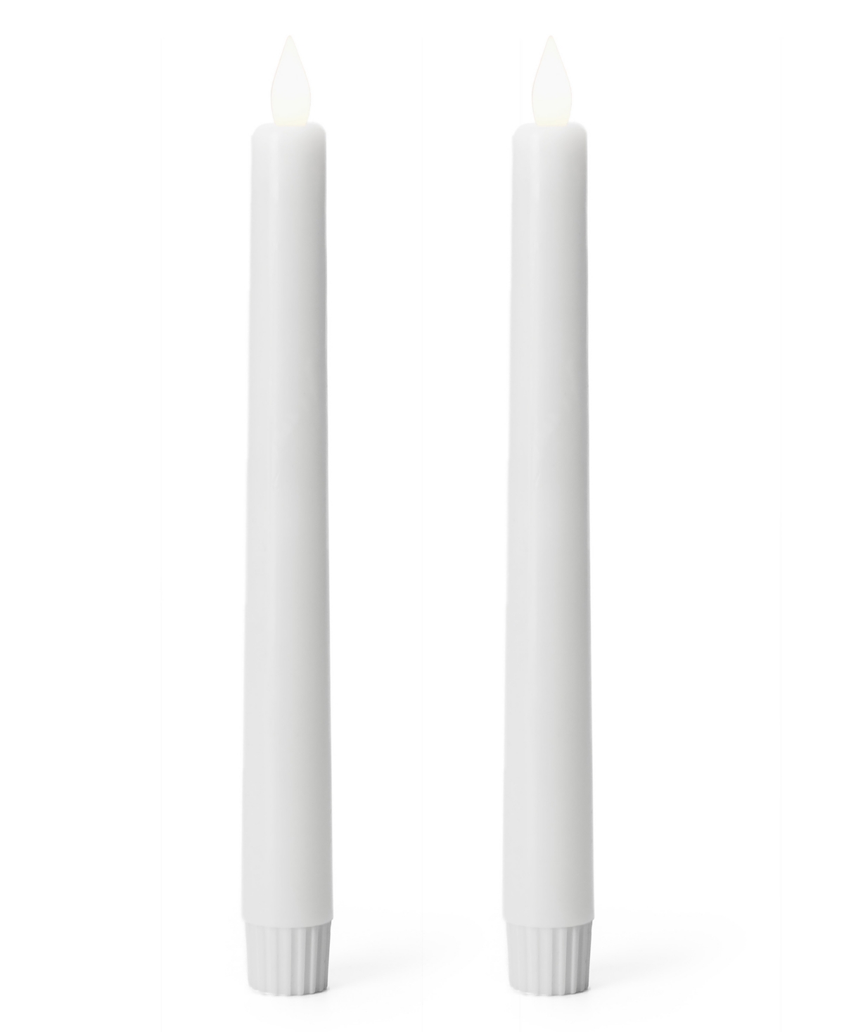 Seasonal Sutton Fluted Motion Flameless Taper Candle 1 X 9.75, Set Of 2 In White