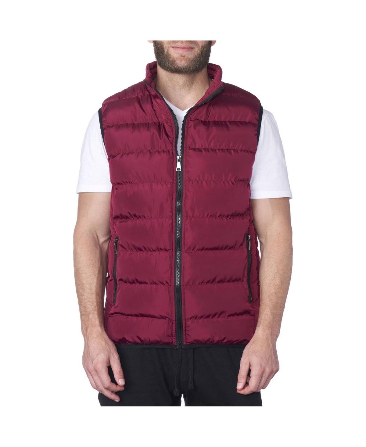 Men's Lightweight Down Alternative Puffer Vest Sleeveless Jacket - Red