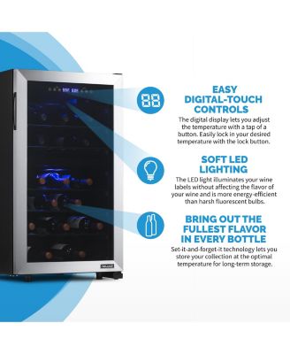 Freestanding 43 Bottle Dual Zone Compressor Wine Fridge in Stainless Steel, Adjustable Racks and Exterior Digital Thermostat