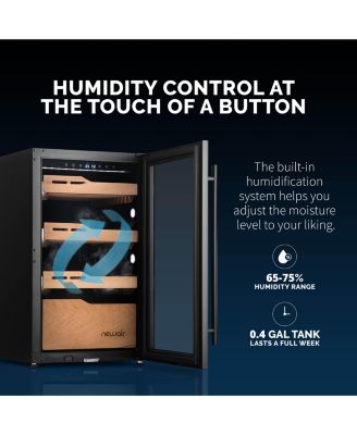 840 Count Electric Cigar Humidor, Built-in Humidification System with Opti-Temp Heating and Cooling Function, Precision Temperature, LED Lighting, and Peek-In Spanish Cedar Drawers