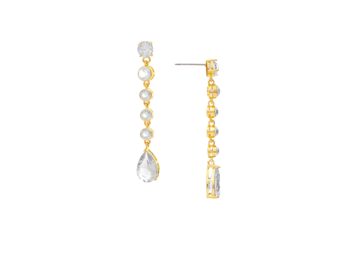 Cubic Zirconia Dangling Drop Earrings - Gold with cubic zirconia