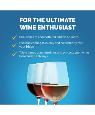 Freestanding 28 Bottle Dual Zone Compressor Wine Fridge in Stainless Steel, Adjustable Racks and Exterior Digital Thermostat