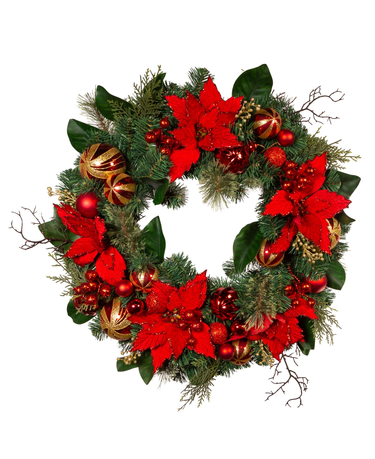 Kurt Adler Unlit Poinsettia Wreath