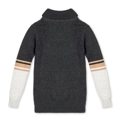 Boys Organic Long Sleeve Striped Shawl Collar Sweater