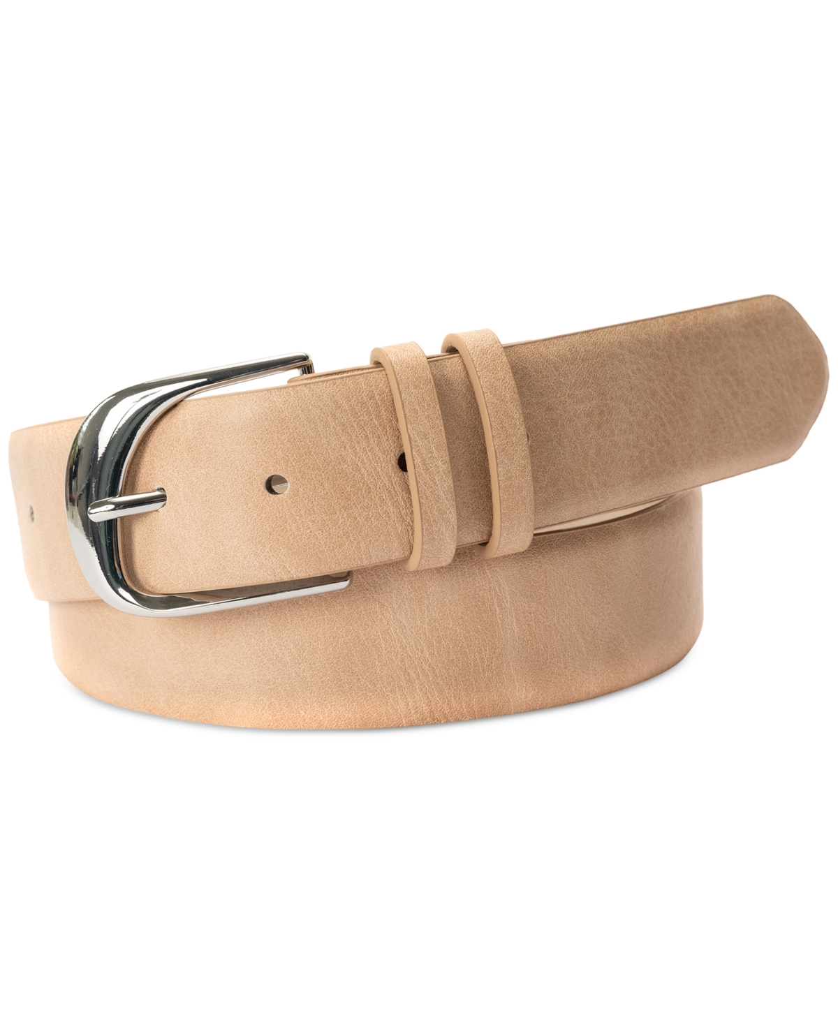 Sculpted Buckle Panel Belt, Created for Macy's - Natural