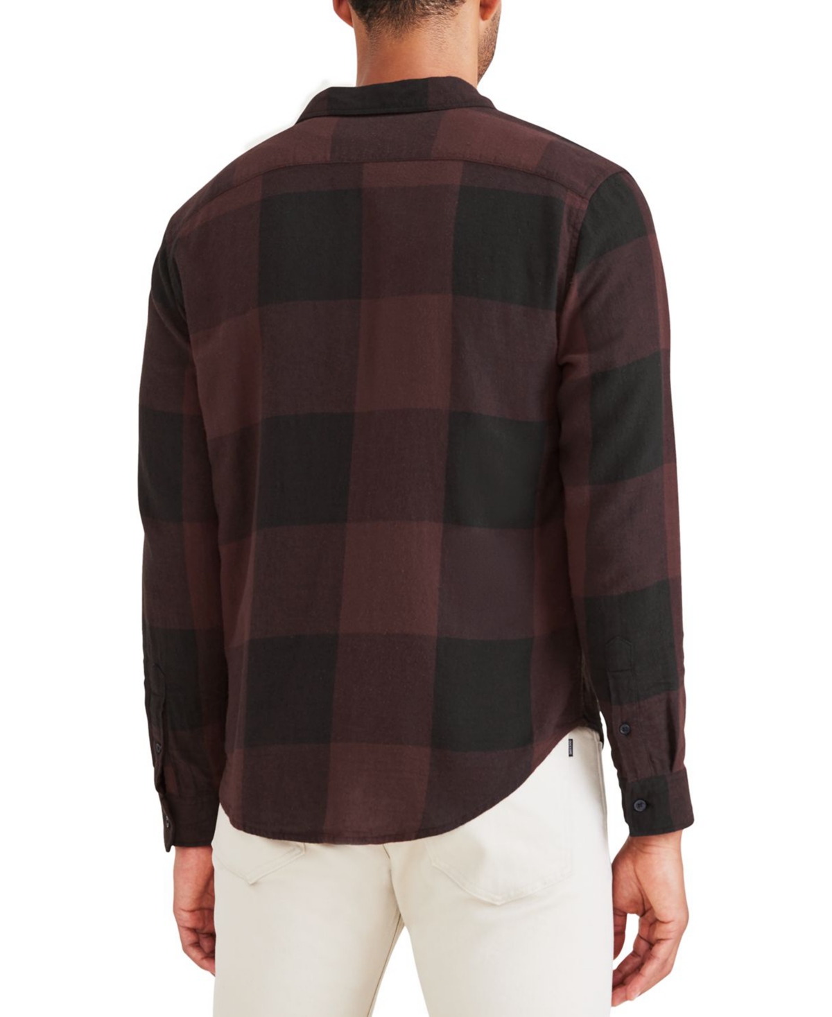 Shop Dockers Men's Regular-fit Plaid Long-sleeve Casual Shirt In Decadent Chocolate