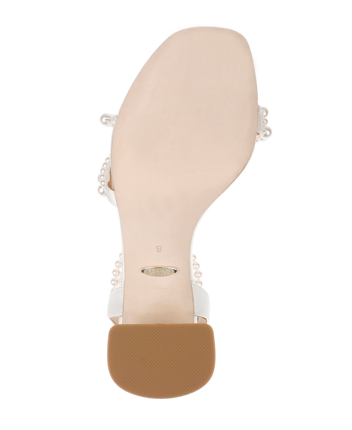Badgley Mischka Women's Feisty Pearl Detail Block Heel Evening Sandals -Satin