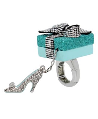 Betsey Johnson Faux Stone Present Cocktail Ring