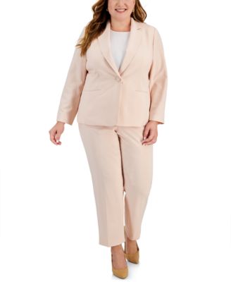 Plus Women's Notched-Lapel Blazer 2 Piece Pantsuit