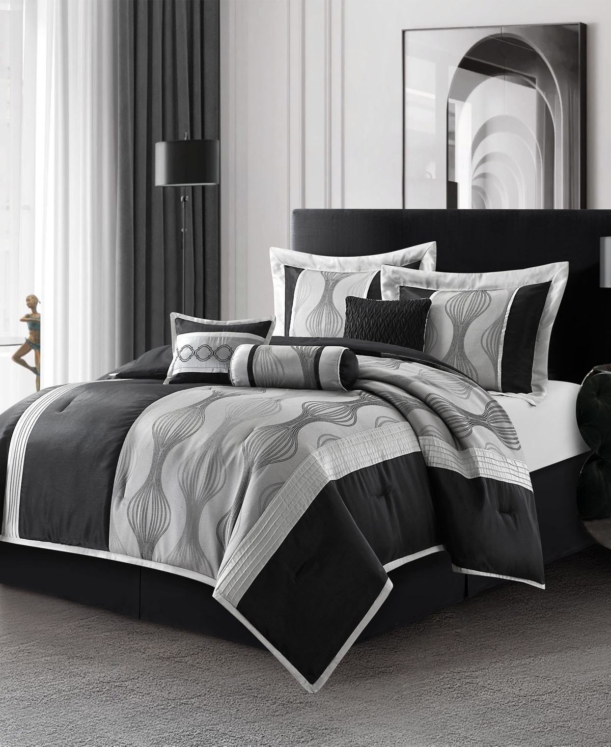 Stratford Park Kath 7-piece Comforter Set, California King In Silver