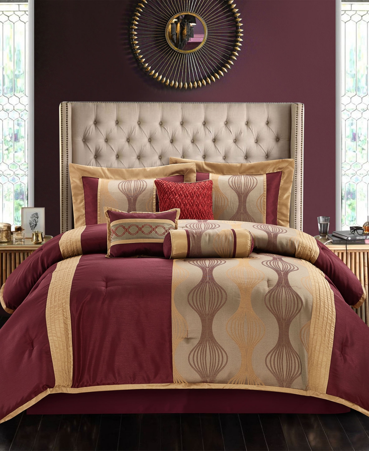 Stratford Park Kath 7-piece Comforter Set, California King In Wine