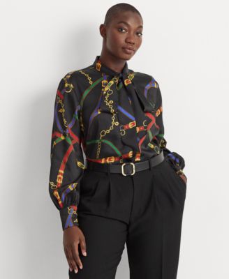 Lauren Ralph Lauren - Plus Size Blouson-Sleeve Blouse