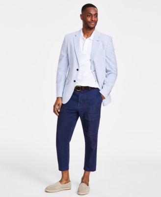 Nautica - Men's Modern-Fit Stretch Stripe Seersucker Sport Coat