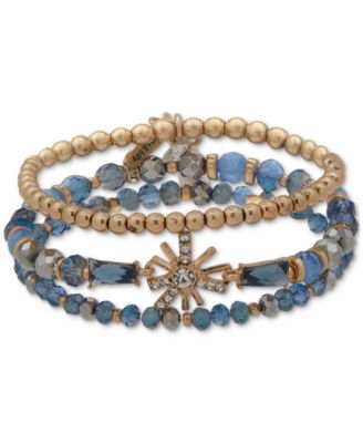lonna & lilly - Gold-Tone 3-Pc. Set Crystal & Bead Stretch Bracelets