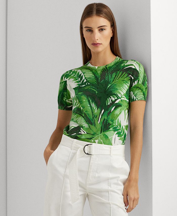Ralph Lauren Palm Tropical Print Pants Women's Size 4 Green Leaf Design