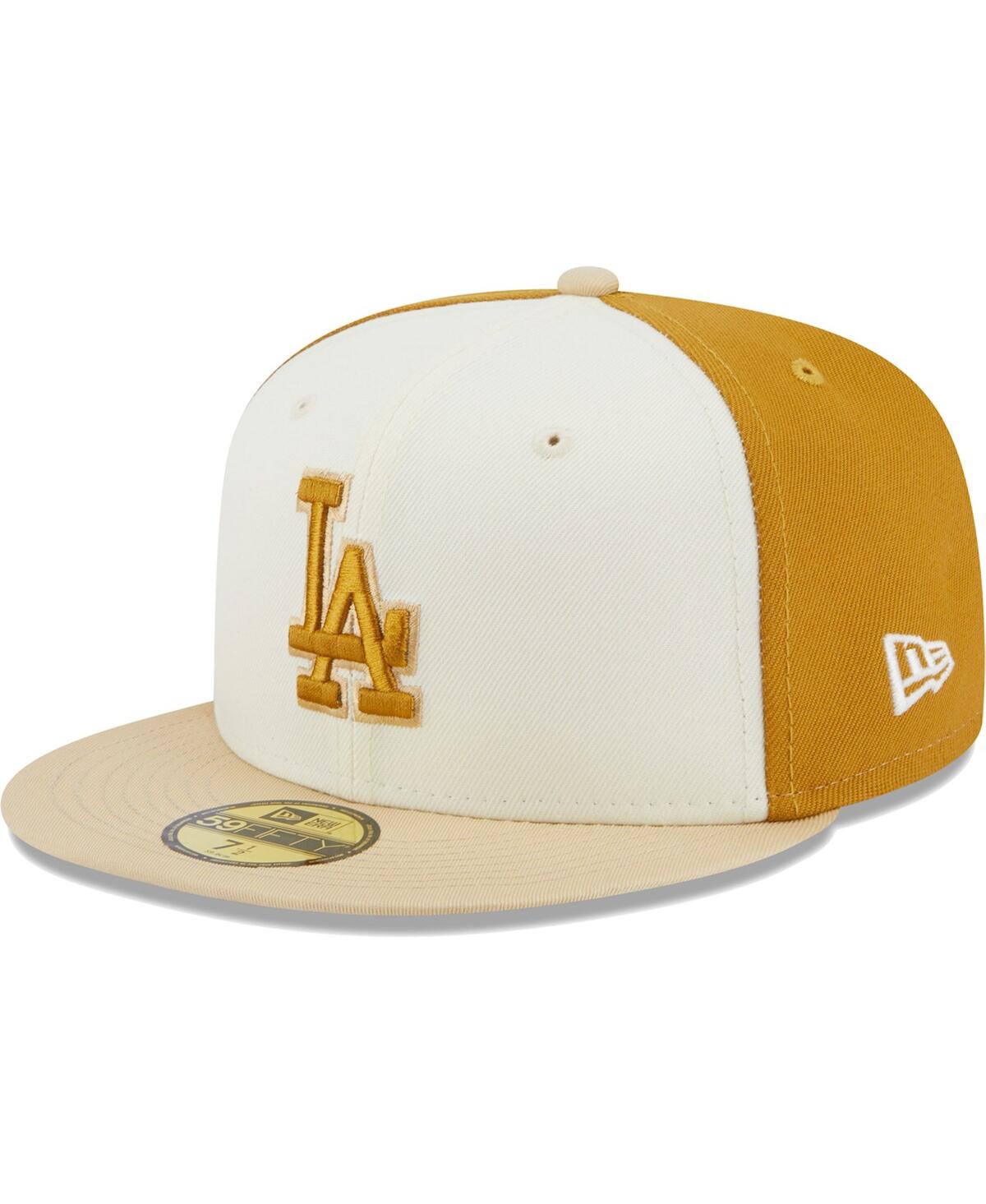 NEW ERA MEN'S NEW ERA CREAM, GOLD LOS ANGELES DODGERS CHROME ANNIVERSARY 59FIFTY FITTED HAT 