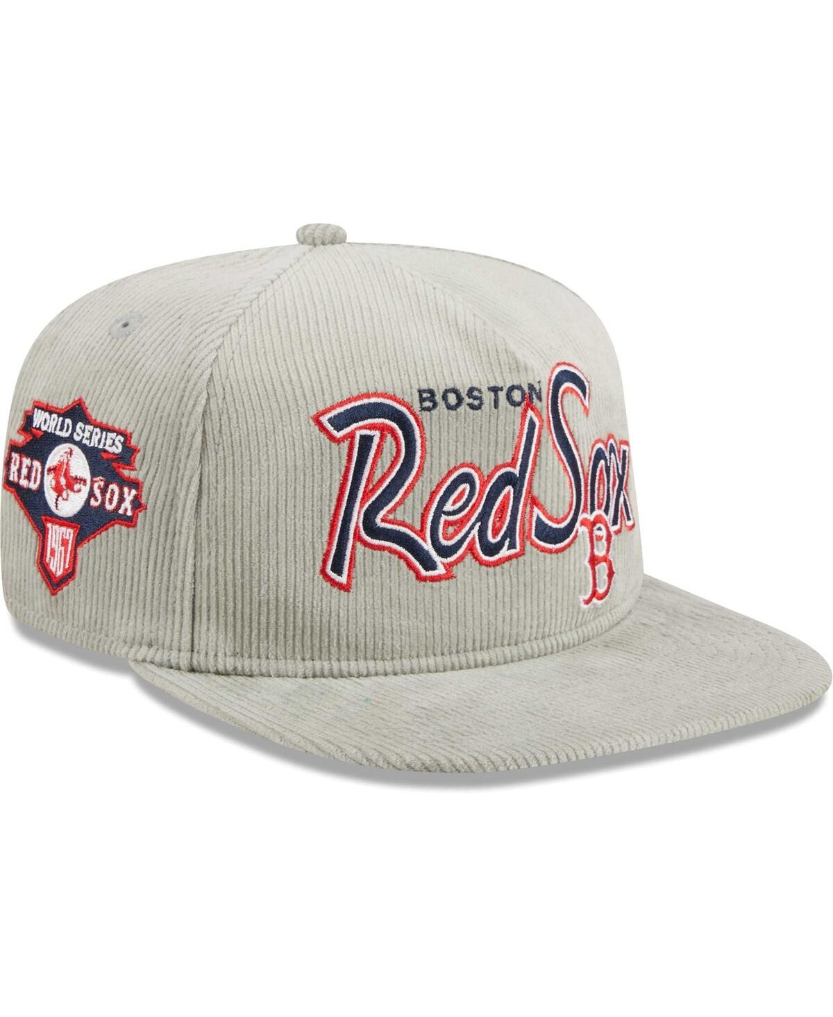 Shop New Era Men's  Gray Boston Red Sox Corduroy Golfer Adjustable Hat
