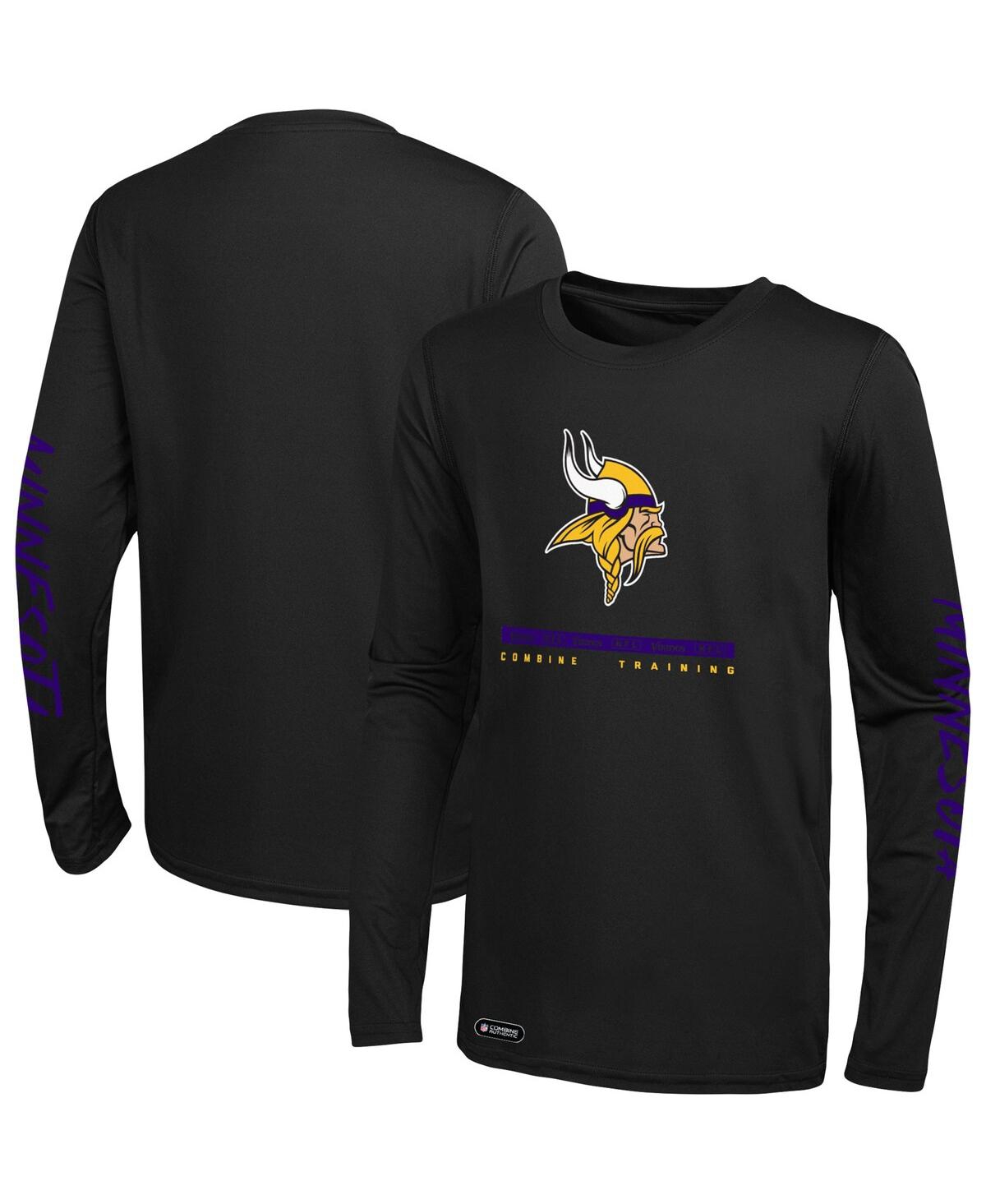 Outerstuff Men's Black Minnesota Vikings Agility Long Sleeve T-Shirt