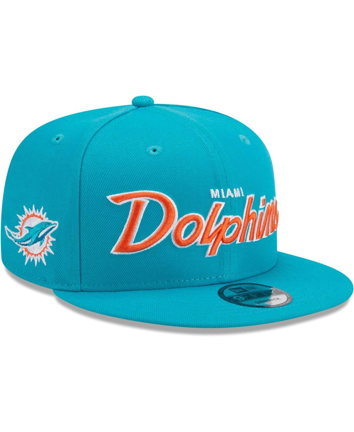 New Era Men's  Aqua Miami Dolphins Main Script 9fifty Snapback Hat In Aqua