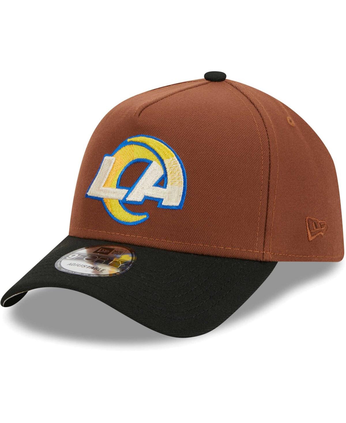 New Era Men's  Brown, Black Los Angeles Rams Harvest A-frame Super Bowl Lvi 9forty Adjustable Hat In Brown,black