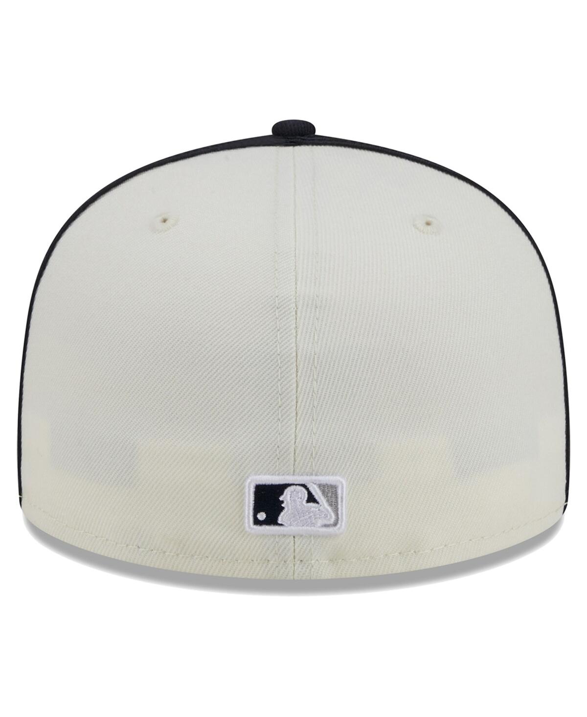 Shop New Era Men's  Cream, Navy New York Yankees Chrome Sutash 59fifty Fitted Hat In Cream,navy