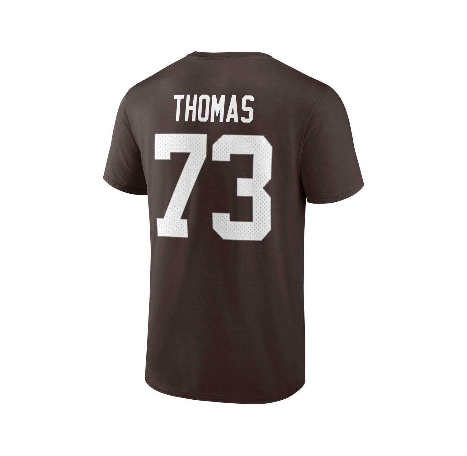 Men's Joe Thomas Brown Cleveland Browns Retired Player Icon Name and Number T-shirt