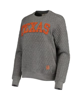 Women's Heather Charcoal Texas Longhorns Moose Quilted Pullover Sweatshirt