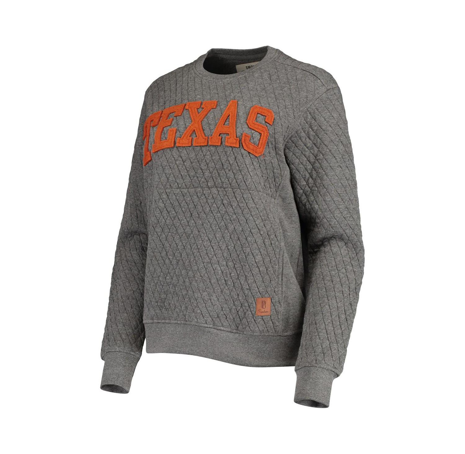 Women's Heather Charcoal Texas Longhorns Moose Quilted Pullover Sweatshirt