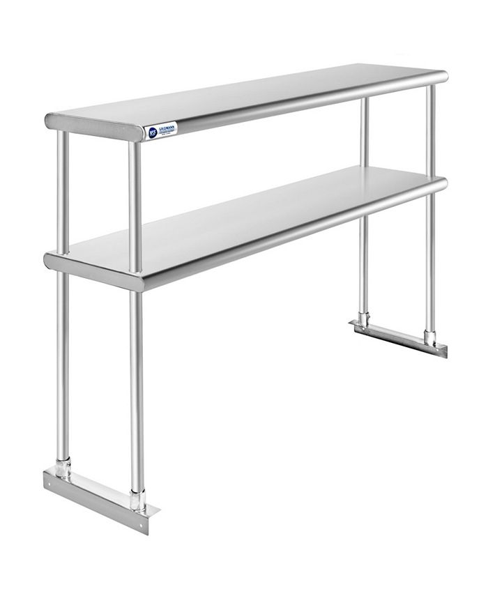 Gridmann 48 X 12 Inch Nsf Stainless Steel 2 Tier Overshelf By Gridmann