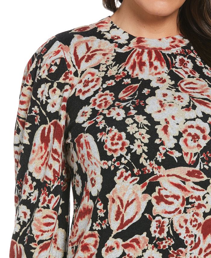 ELLA Rafaella Plus Size Pleat Long Sleeve Knit Shirt - Macy's