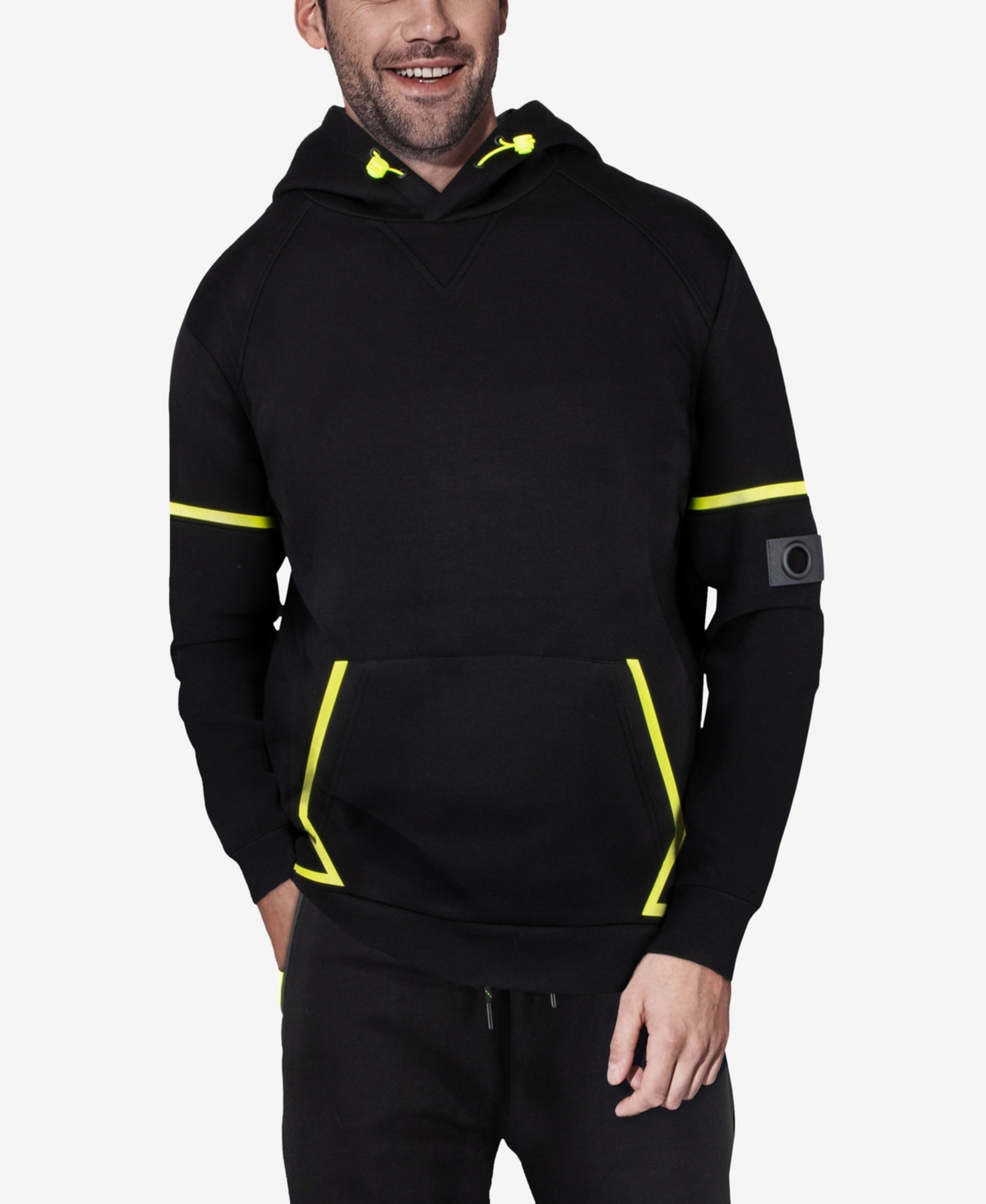 Shop X-ray Men's Sport Pullover Hoodie In Black,neon Green