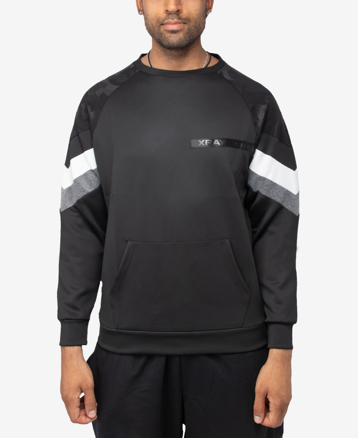 X-ray Sport Men's Crewneck Sweater In Black,camo,heather Gray