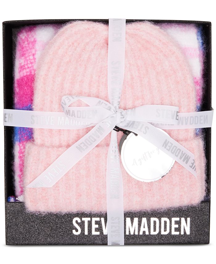Steve Madden Brushed Beanie & Scarf Boxed Gift Set - Macy's