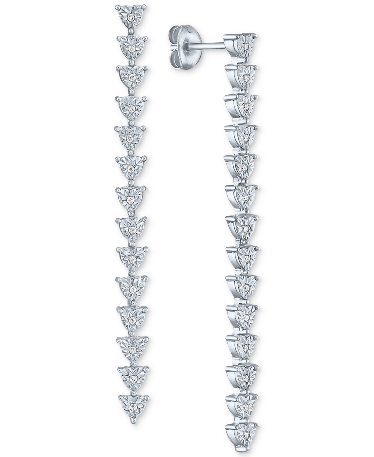 Macy's Diamond Linear Drop Earrings (1/10 Ct. T.w.) In Sterling Silver In Sterling Silver