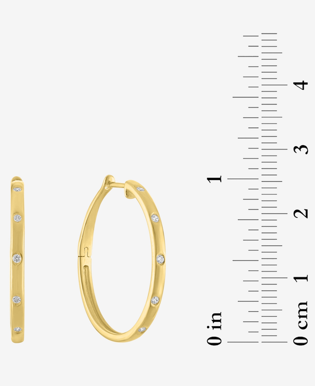 Macy's Diamond Studded Skinny Small Hoop Earrings (1/10 Ct. T.w.) In 14k Gold-plated Sterling Silver, 1" In Gold-plated Sterling Silver