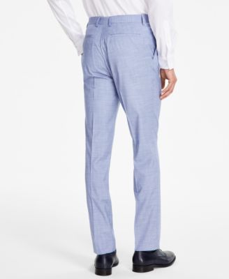 Men's Modern-Fit Bi-Stretch Light Blue Check Suit Separate Pants