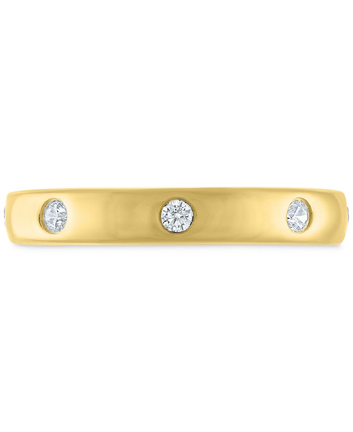 Macy's Diamond Studded Band (1/4 ct. t.w.) in 14k Gold-Plated Sterling ...
