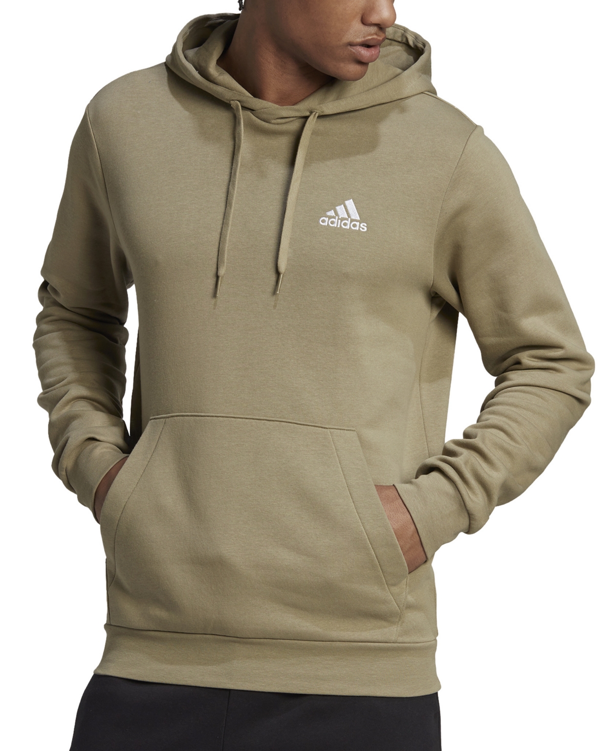 Adidas Originals Men's Feel Cozy Essentials Fleece Pullover Hoodie In Orbit Green